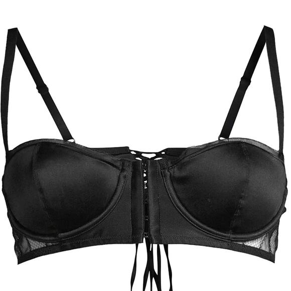 Kiki de Montparnasse Women's Muse Satin & Lace Corselette Bra Black 32A NWT - Picture 5 of 9
